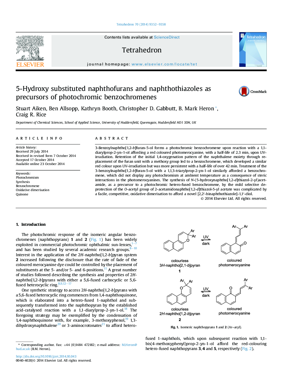 5-Hydroxy substituted naphthofurans and naphthothiazoles as precursors of photochromic benzochromenes