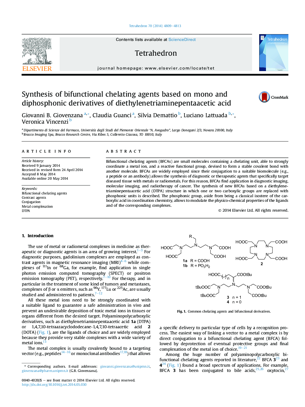 Synthesis of bifunctional chelating agents based on mono and diphosphonic derivatives of diethylenetriaminepentaacetic acid