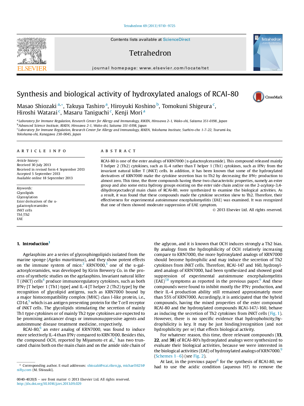 Synthesis and biological activity of hydroxylated analogs of RCAI-80