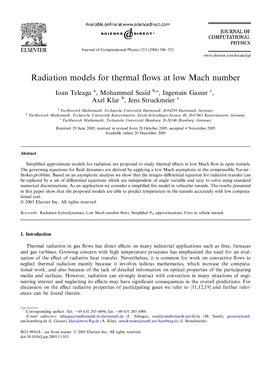 Radiation models for thermal flows at low Mach number