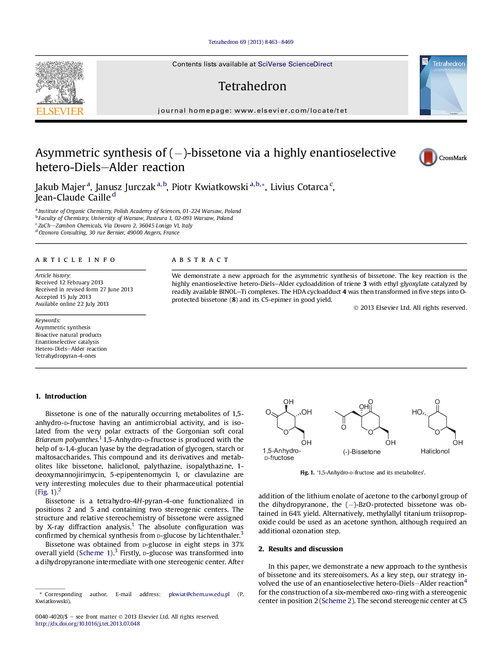 Asymmetric synthesis of (â)-bissetone via a highly enantioselective hetero-Diels-Alder reaction