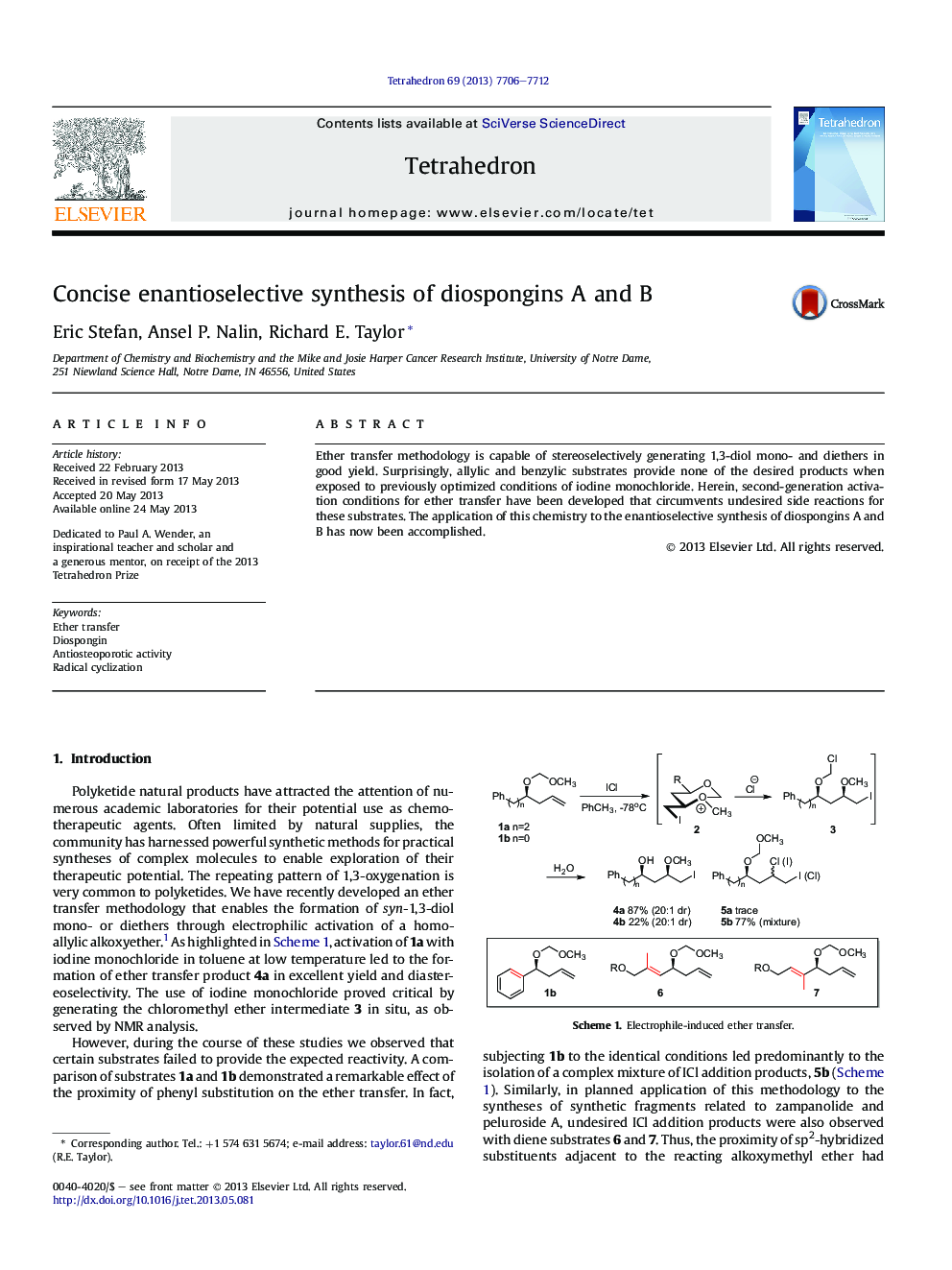 Concise enantioselective synthesis of diospongins A and B