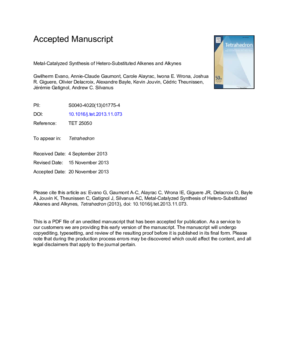 Metal-catalyzed synthesis of hetero-substituted alkenes and alkynes