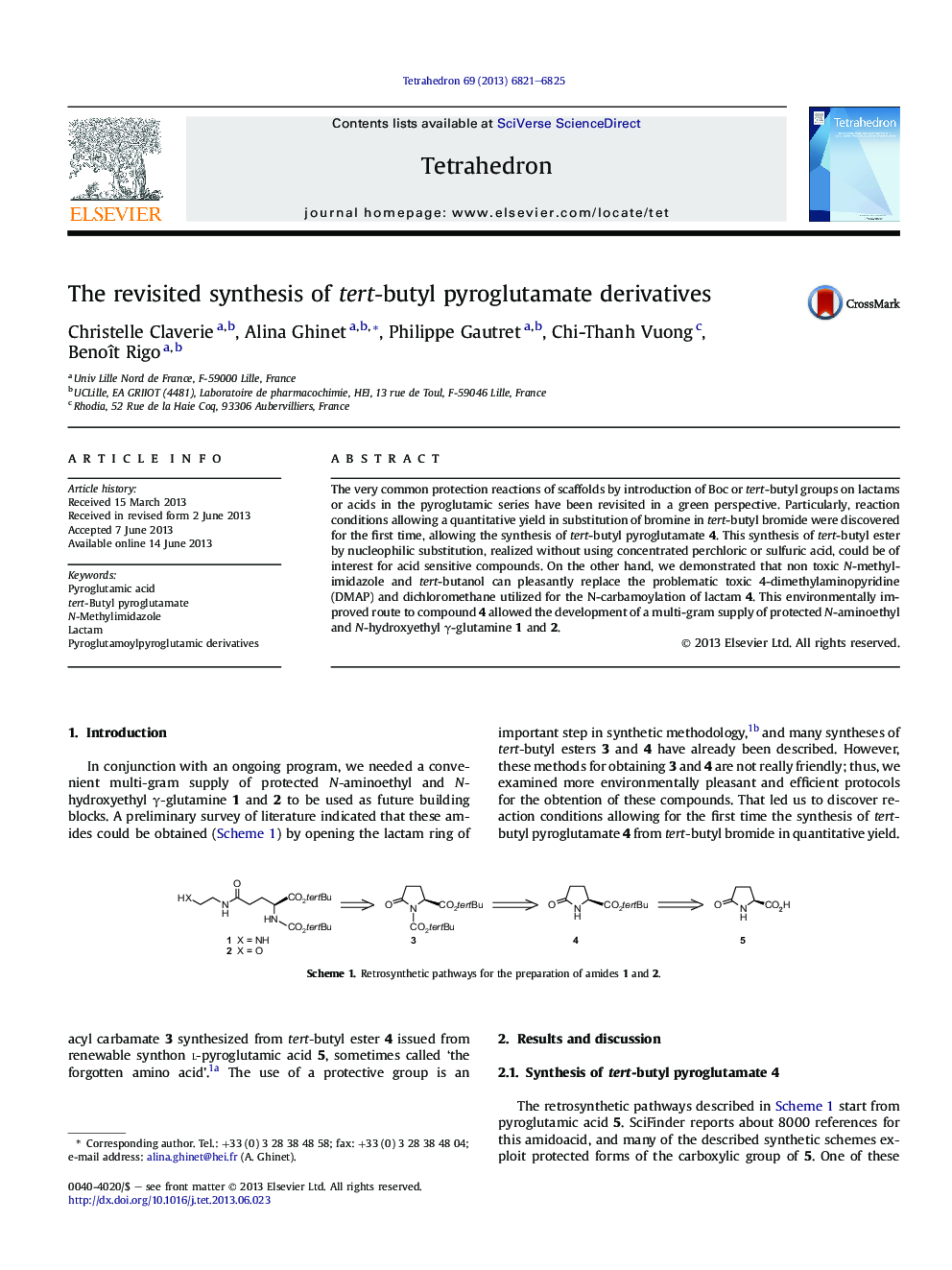 The revisited synthesis of tert-butyl pyroglutamate derivatives