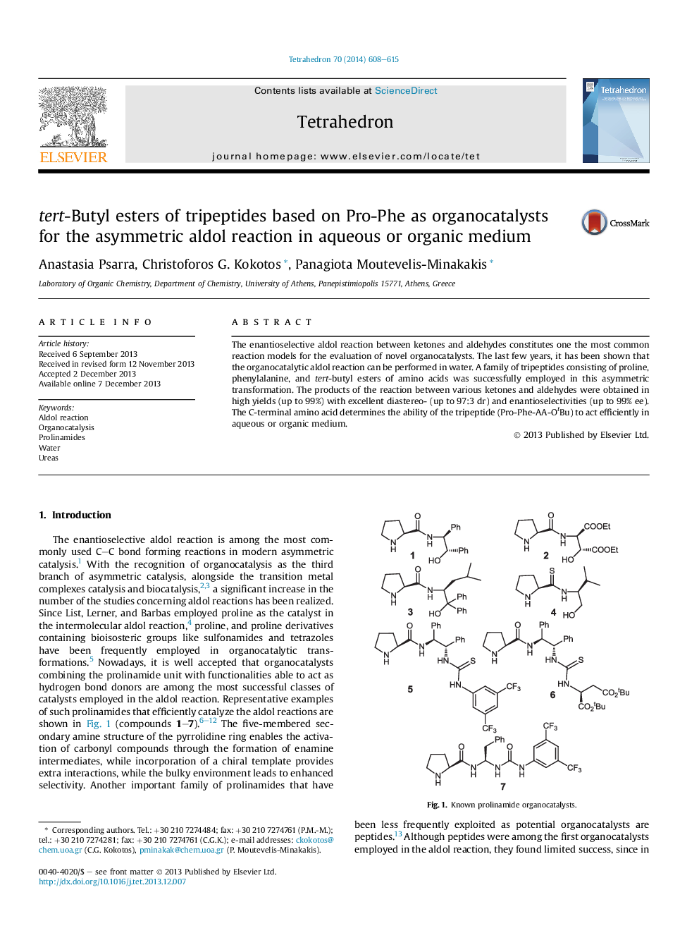 tert-Butyl esters of tripeptides based on Pro-Phe as organocatalysts for the asymmetric aldol reaction in aqueous or organic medium