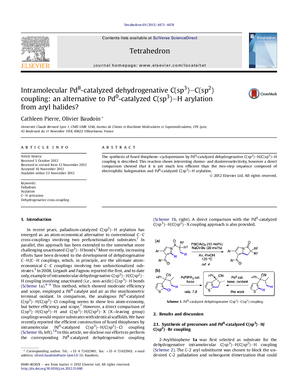 Intramolecular PdII-catalyzed dehydrogenative C(sp3)-C(sp2) coupling: anÂ alternative to Pd0-catalyzed C(sp3)-H arylation from aryl halides?