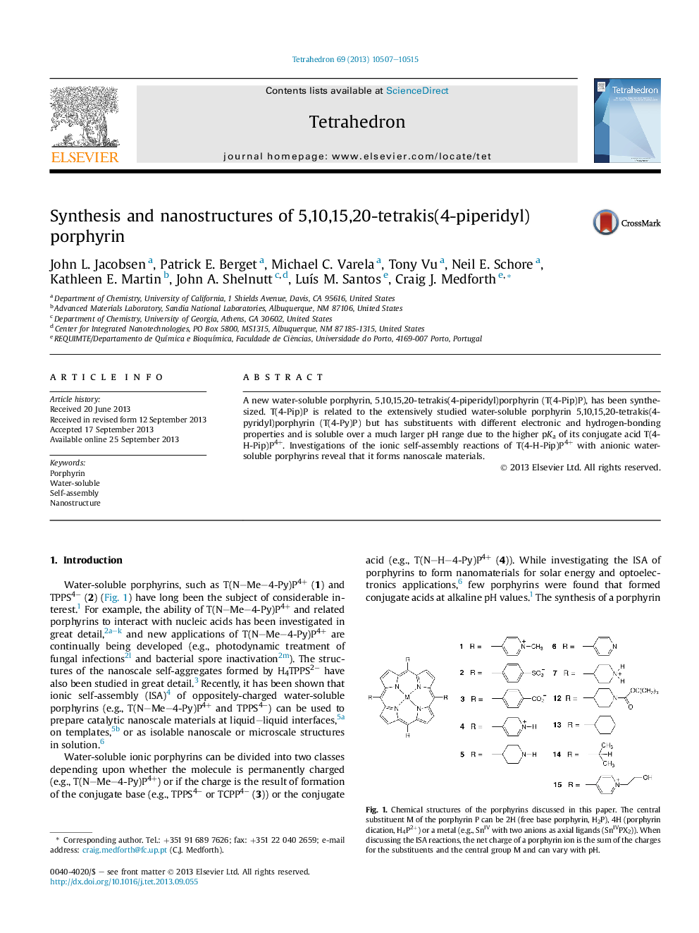 عکس صفحه اول مقاله: Synthesis and nanostructures of 5,10,15,20-tetrakis(4-piperidyl)porphyrin Synthesis and nanostructures of 5,10,15,20-tetrakis(4-piperidyl)porphyrin