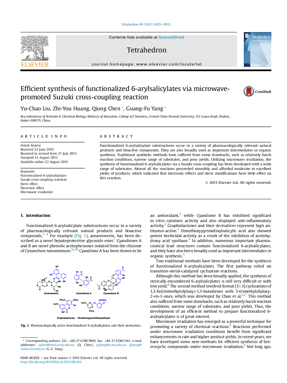 Efficient synthesis of functionalized 6-arylsalicylates via microwave-promoted Suzuki cross-coupling reaction