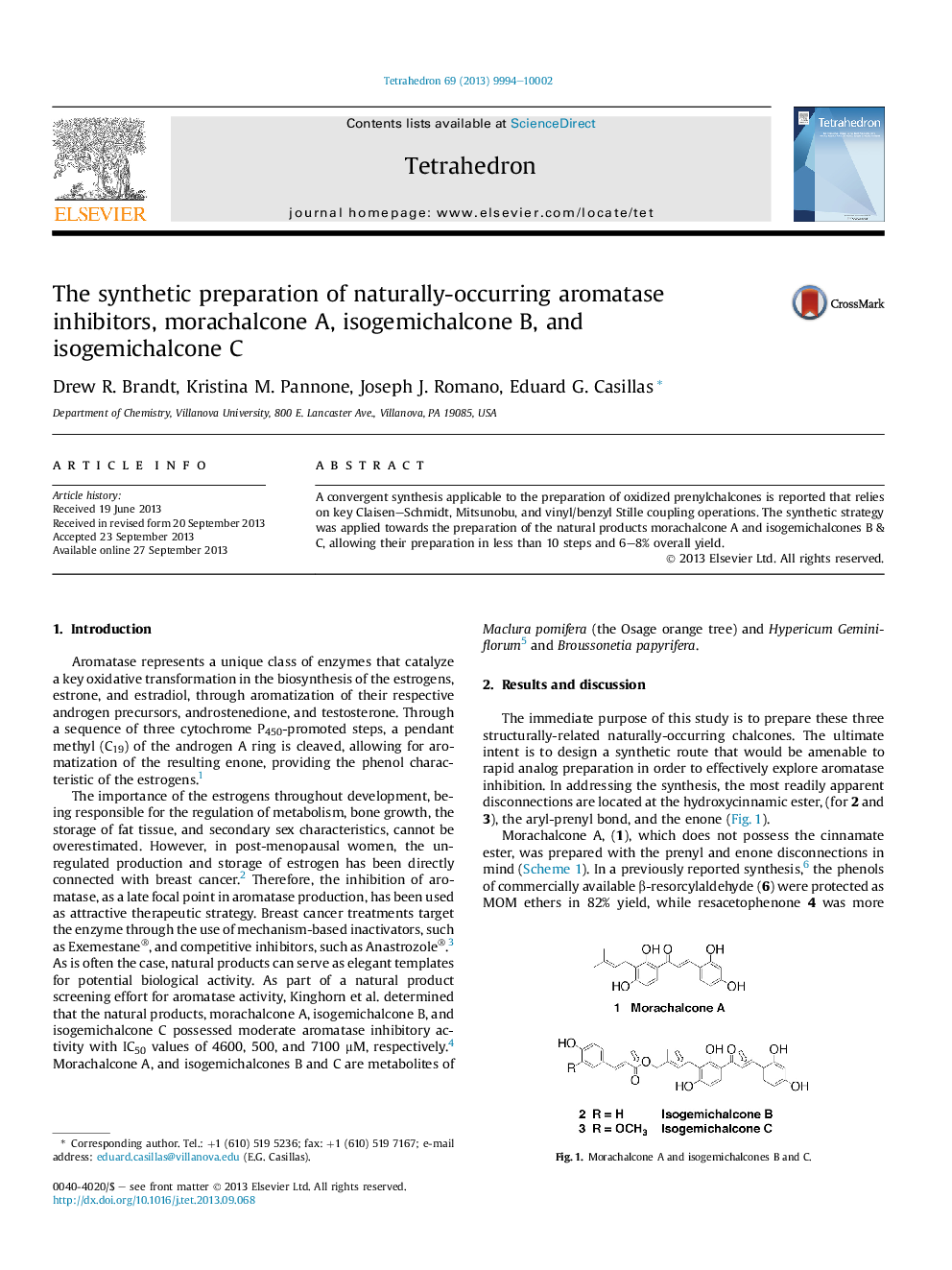 The synthetic preparation of naturally-occurring aromatase inhibitors, morachalcone A, isogemichalcone B, and isogemichalcone C