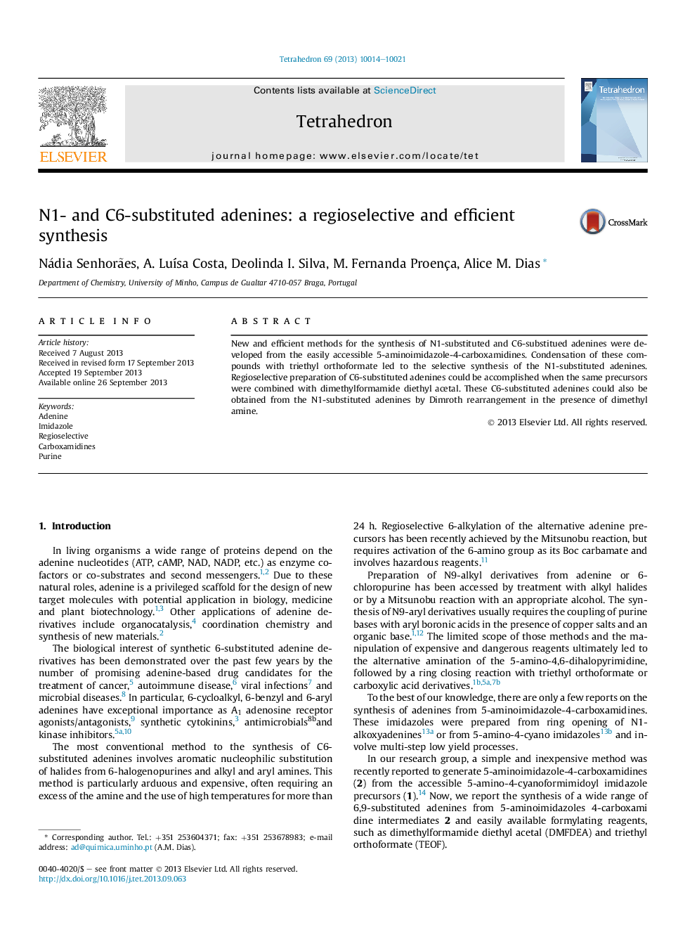 N1- and C6-substituted adenines: a regioselective and efficient synthesis