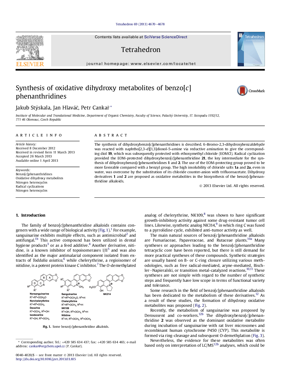 Synthesis of oxidative dihydroxy metabolites of benzo[c]phenanthridines