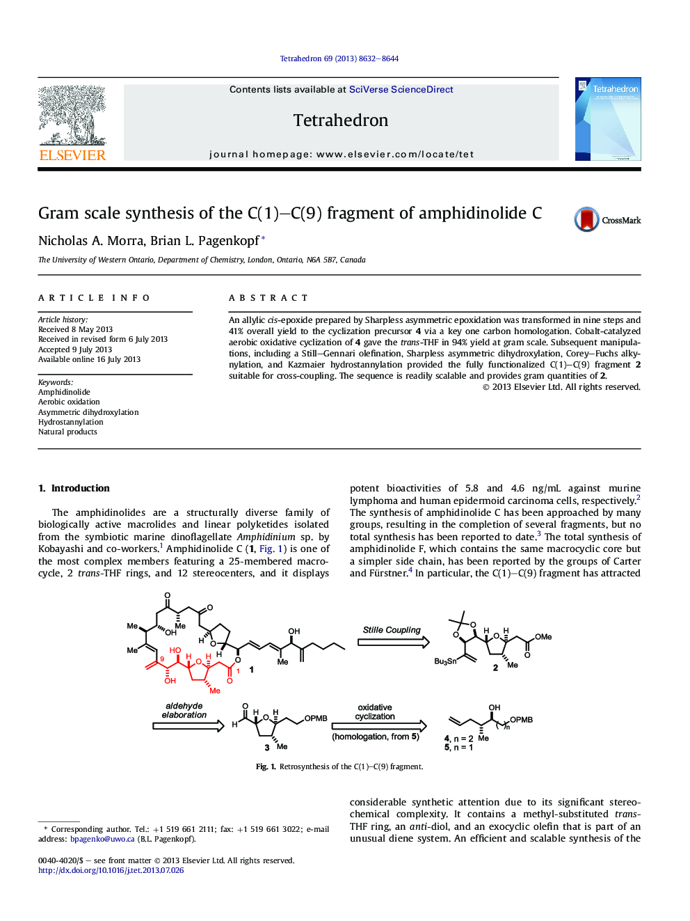 Gram scale synthesis of the C(1)-C(9) fragment of amphidinolide C