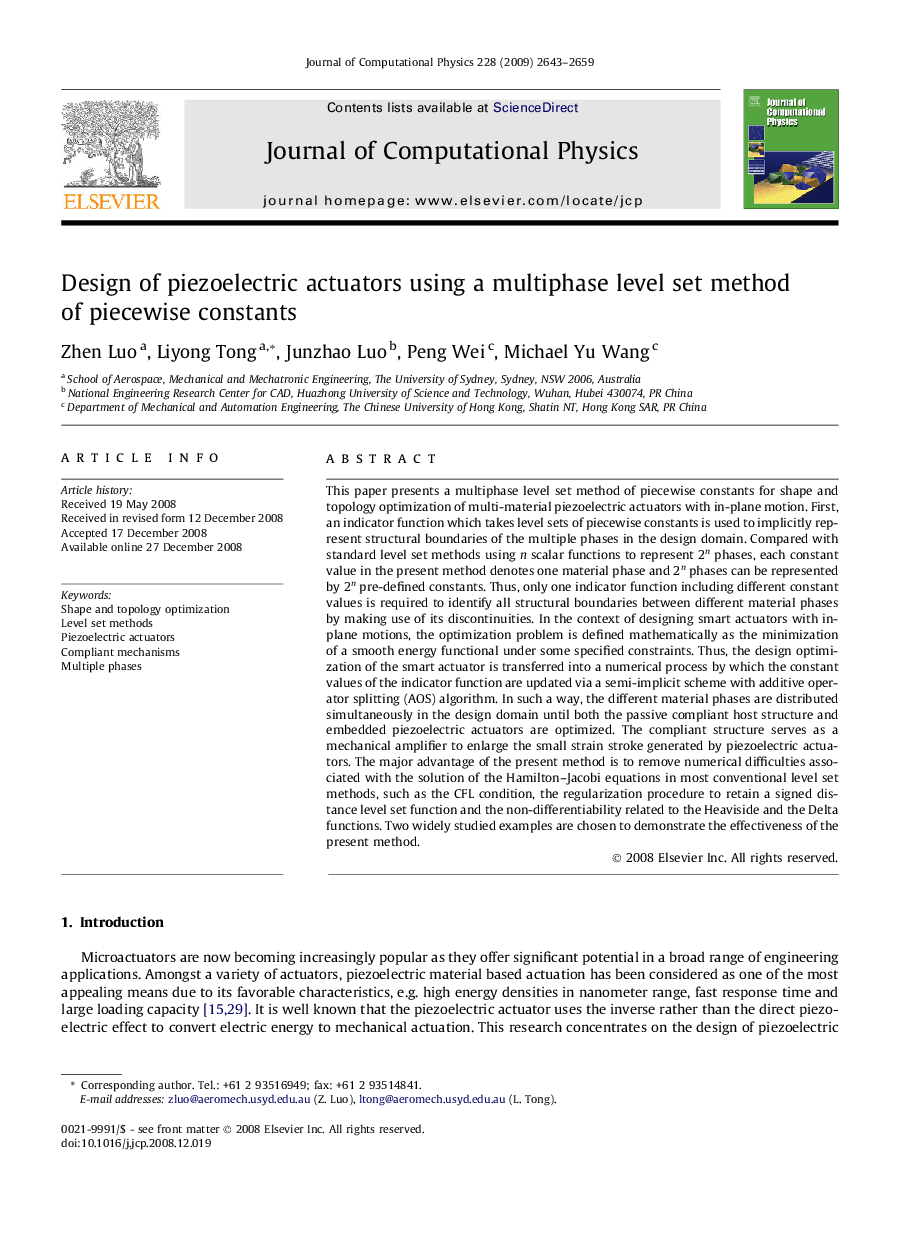 Design of piezoelectric actuators using a multiphase level set method of piecewise constants