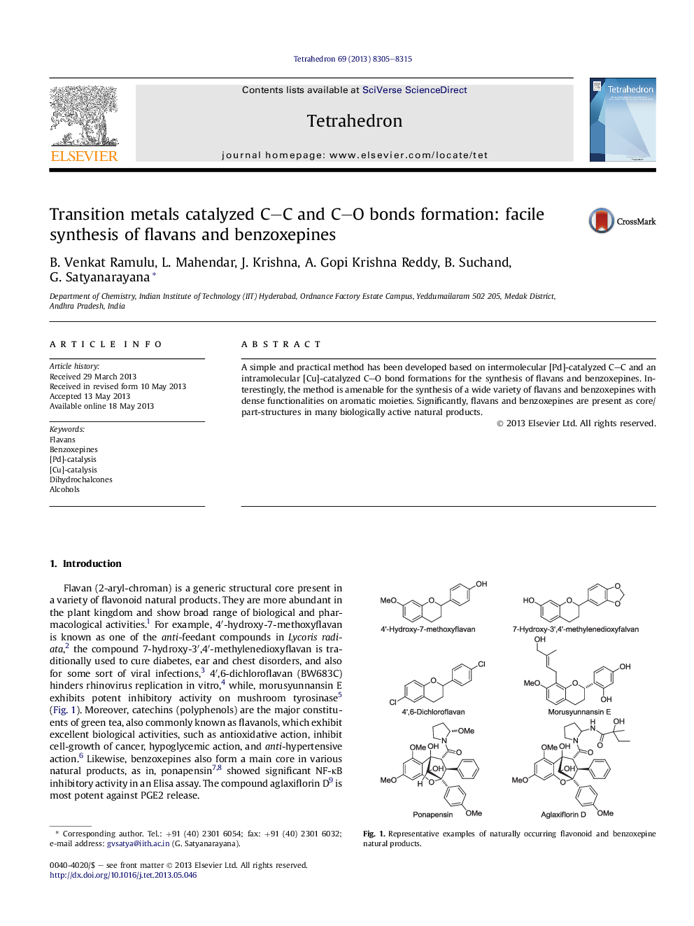 Transition metals catalyzed C-C and C-O bonds formation: facile synthesis of flavans and benzoxepines