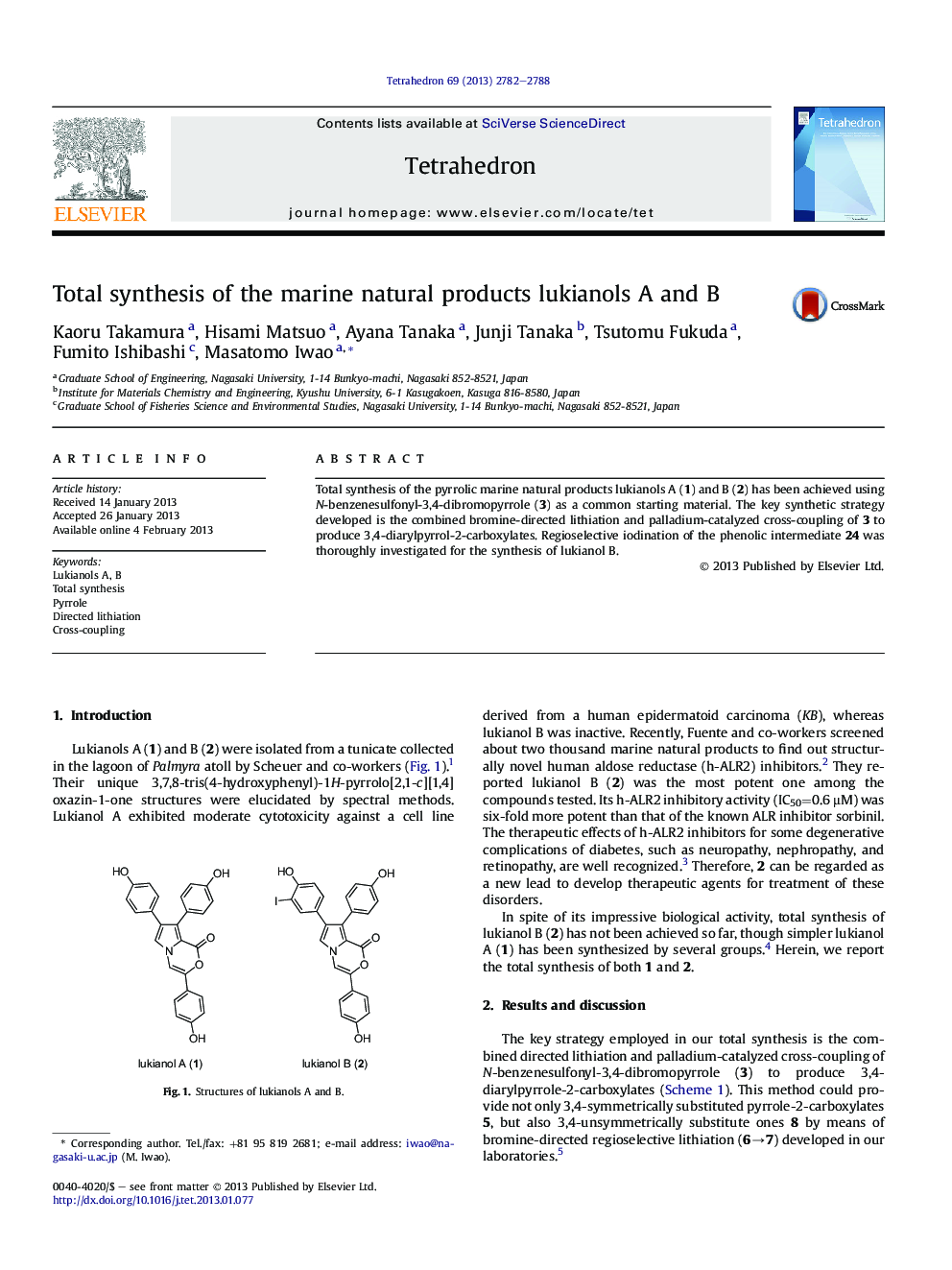 Total synthesis of the marine natural products lukianols A and B