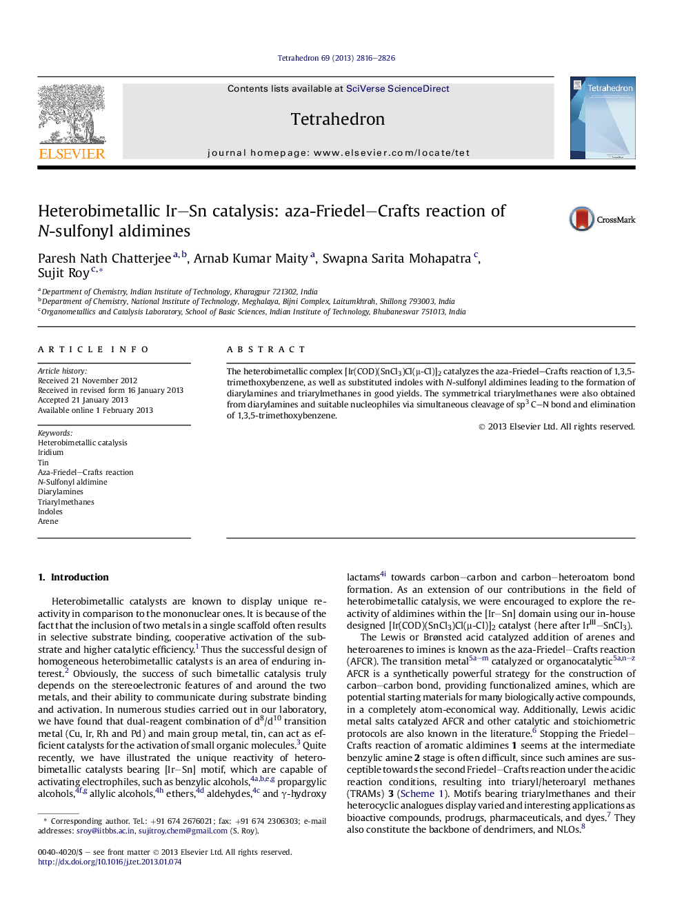 Heterobimetallic Ir-Sn catalysis: aza-Friedel-Crafts reaction of N-sulfonyl aldimines