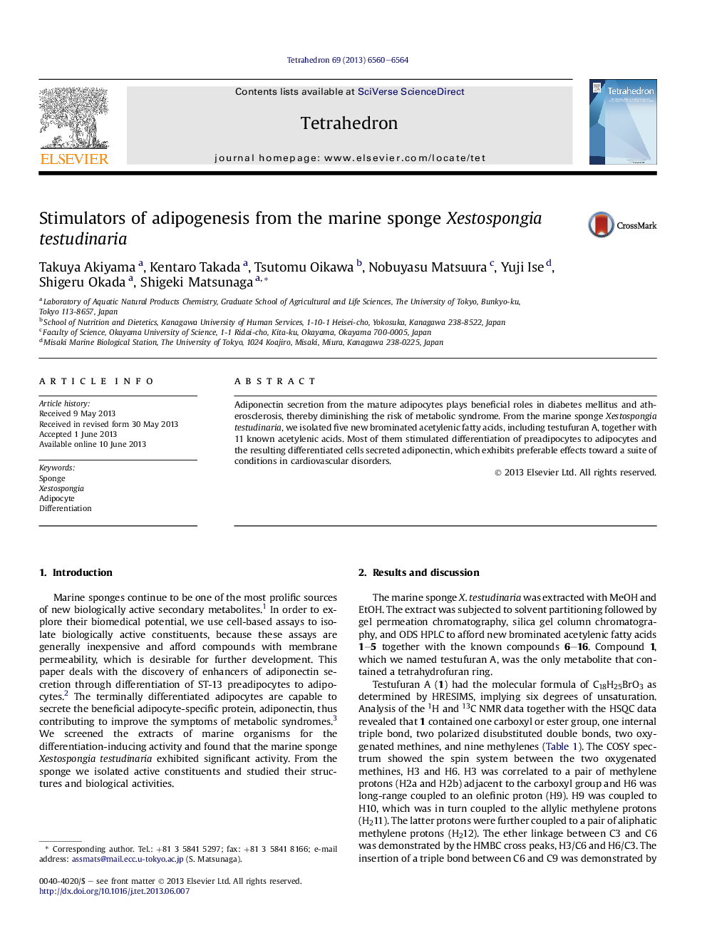Stimulators of adipogenesis from the marine sponge Xestospongia testudinaria