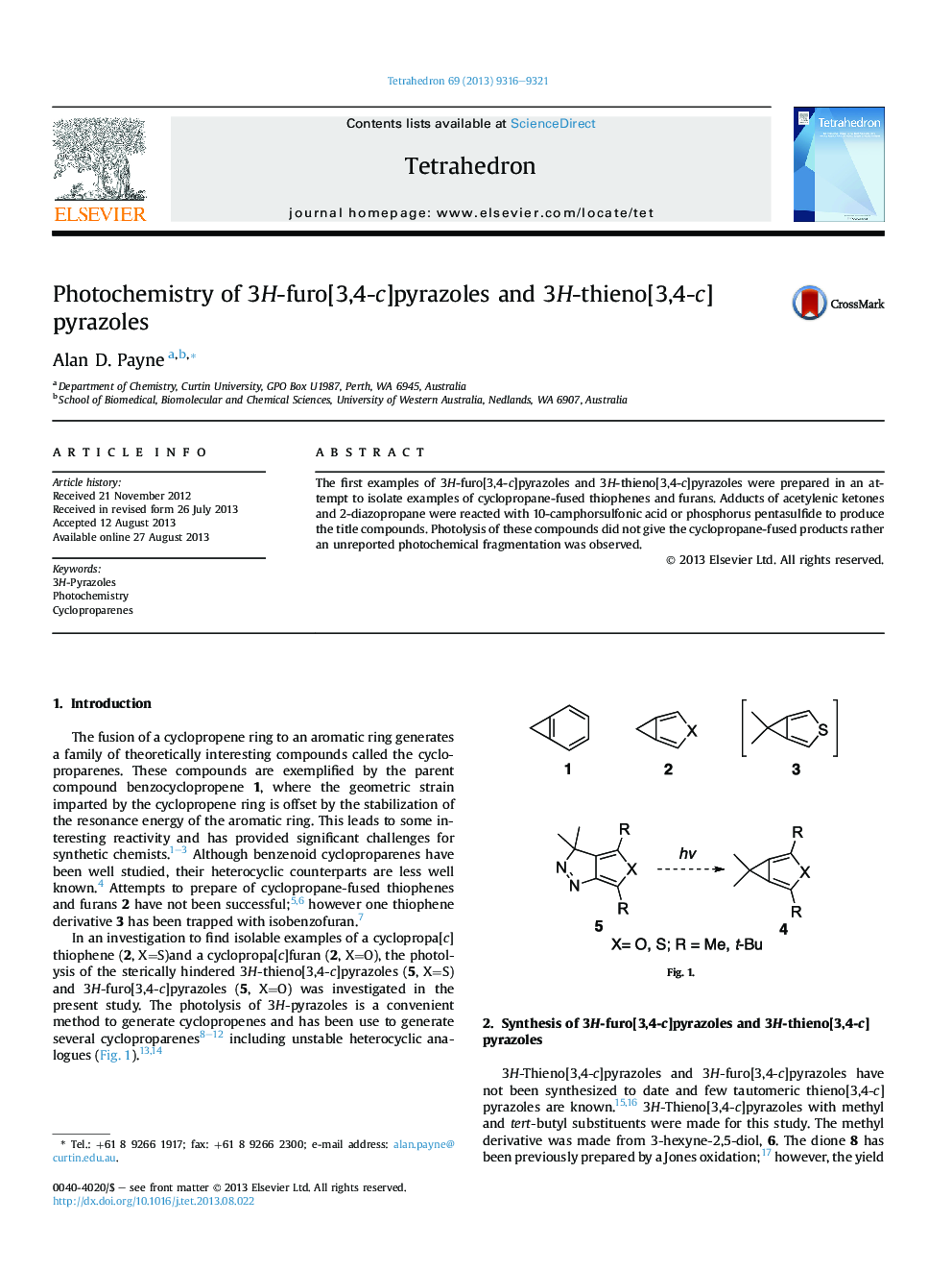 Photochemistry of 3H-furo[3,4-c]pyrazoles and 3H-thieno[3,4-c]pyrazoles