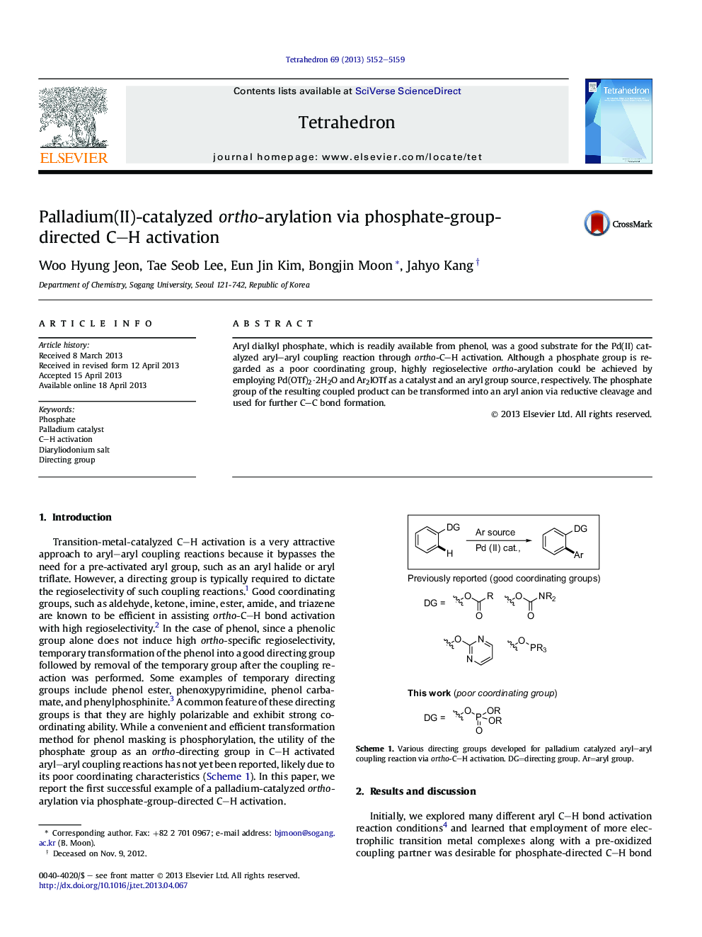 Palladium(II)-catalyzed ortho-arylation via phosphate-group-directed C-H activation