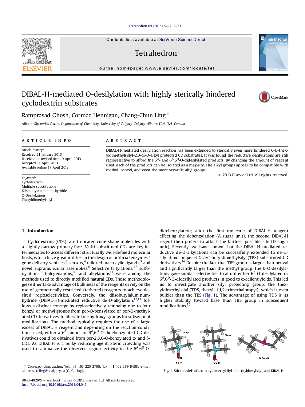 DIBAL-H-mediated O-desilylation with highly sterically hindered cyclodextrin substrates