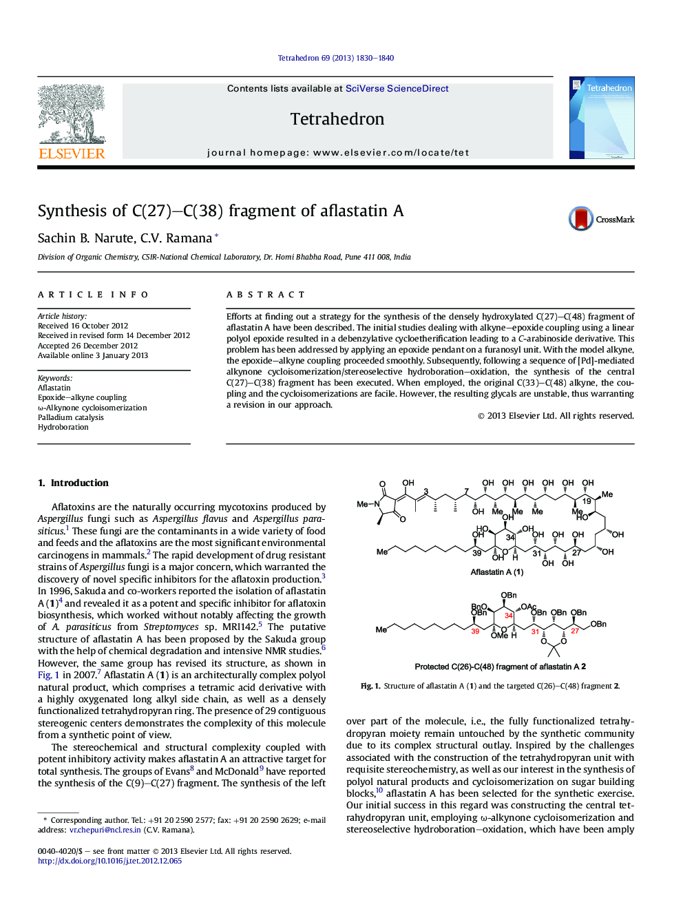 Synthesis of C(27)-C(38) fragment of aflastatin A