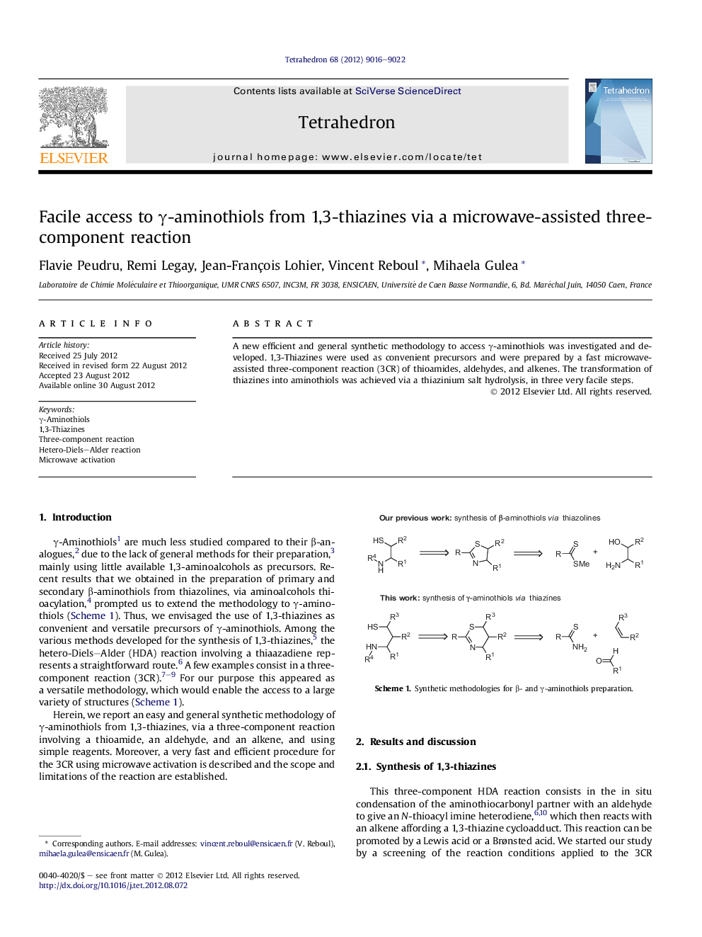 Facile access to γ-aminothiols from 1,3-thiazines via a microwave-assisted three-component reaction
