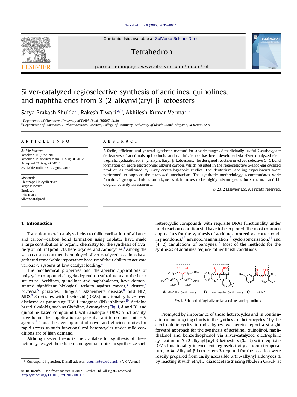 Silver-catalyzed regioselective synthesis of acridines, quinolines, and naphthalenes from 3-(2-alkynyl)aryl-β-ketoesters