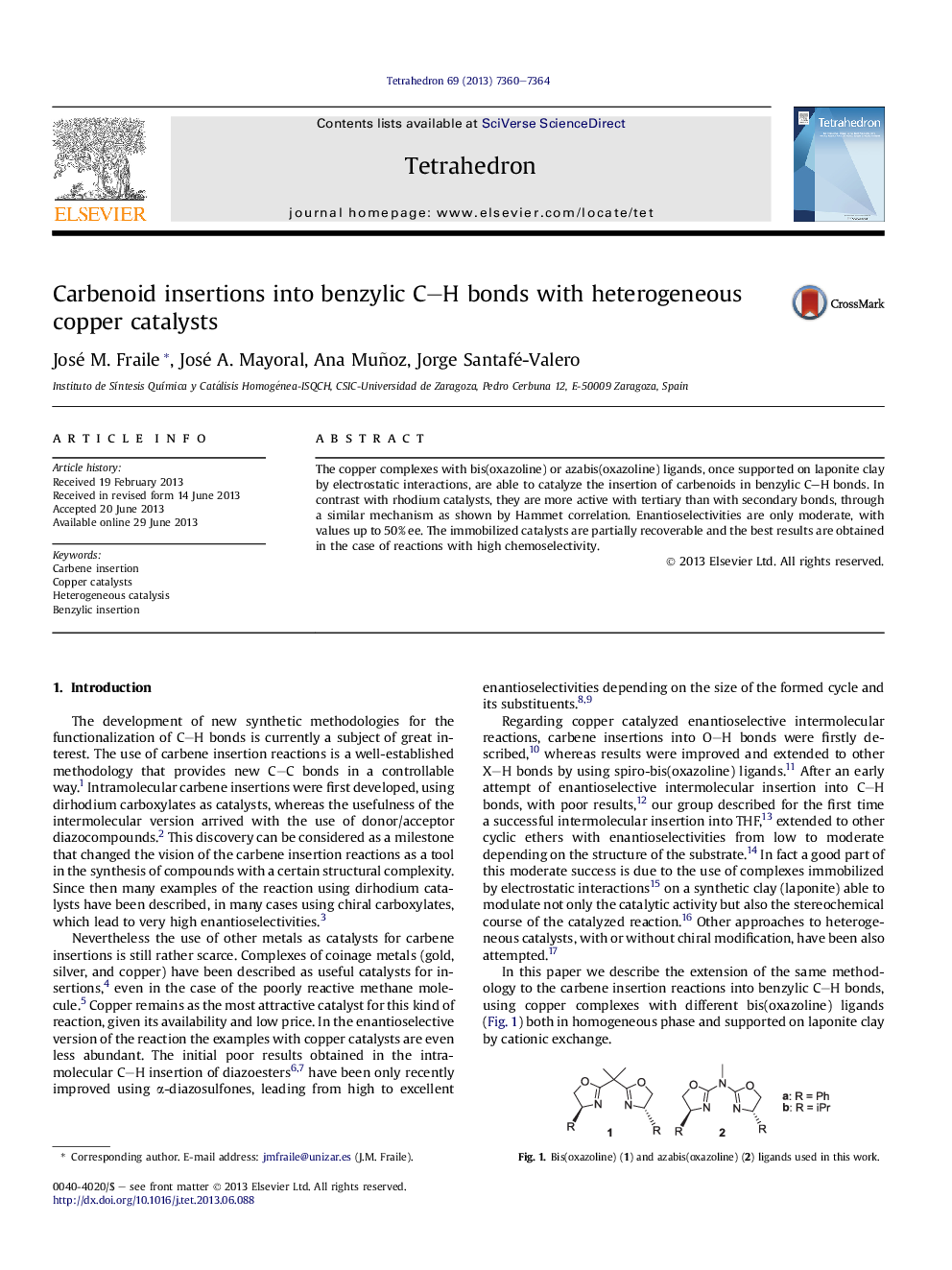 Carbenoid insertions into benzylic C-H bonds with heterogeneous copper catalysts