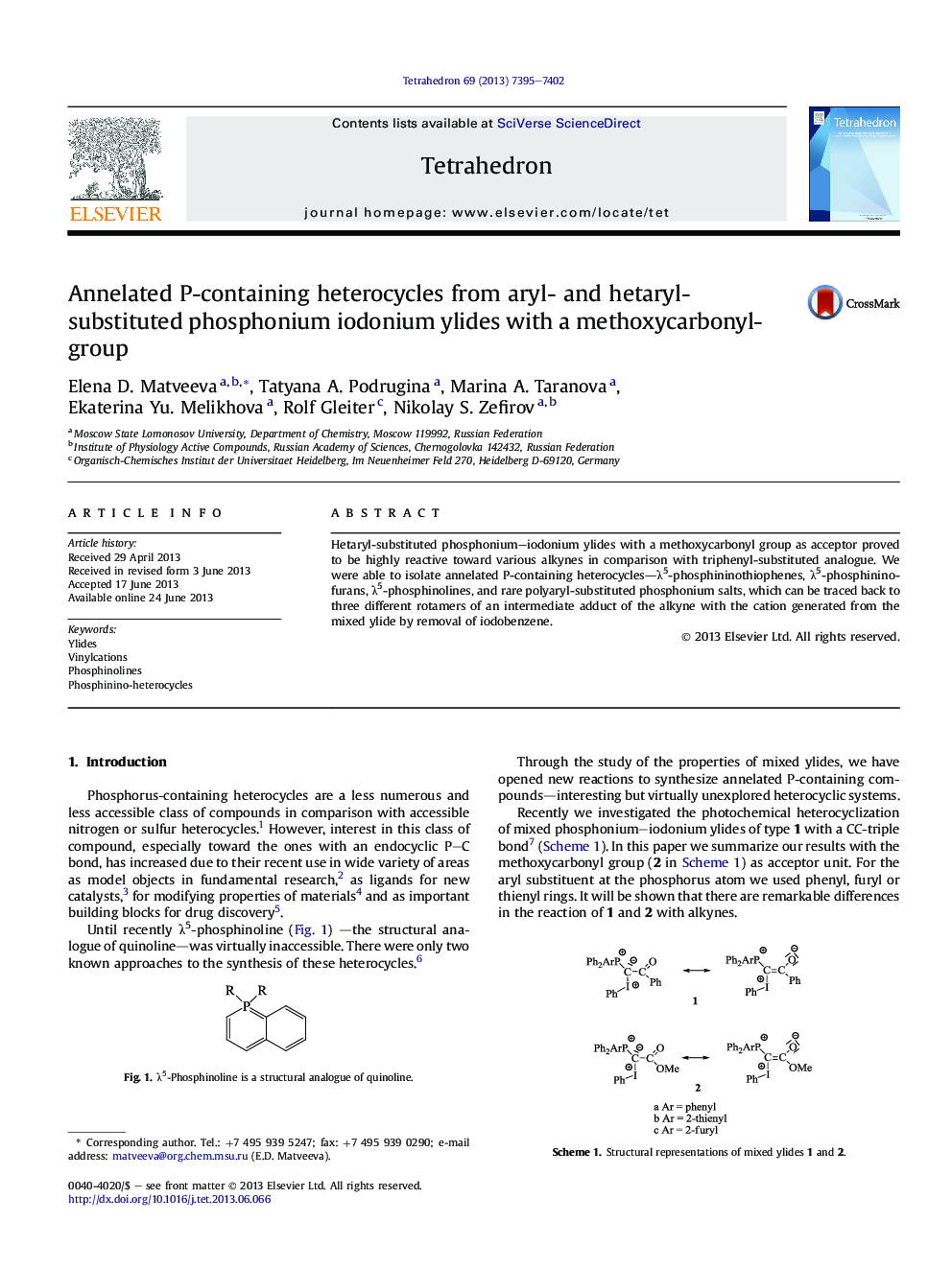 Annelated P-containing heterocycles from aryl- and hetaryl-substituted phosphonium iodonium ylides with a methoxycarbonyl-group