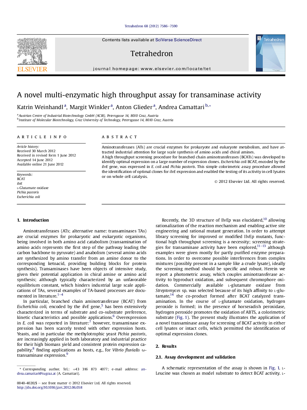 A novel multi-enzymatic high throughput assay for transaminase activity