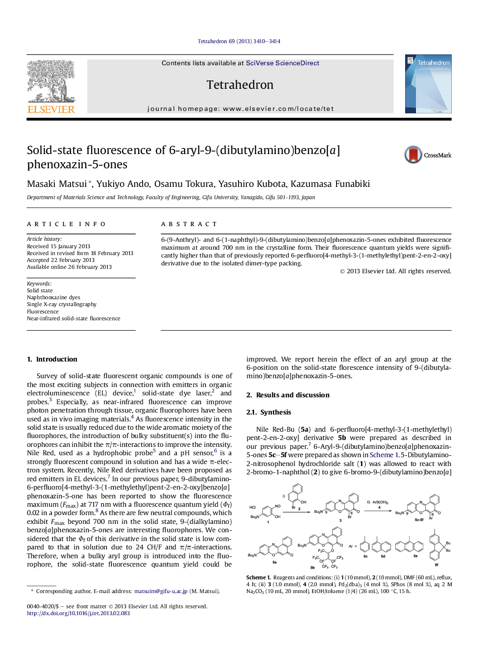 Solid-state fluorescence of 6-aryl-9-(dibutylamino)benzo[a]phenoxazin-5-ones