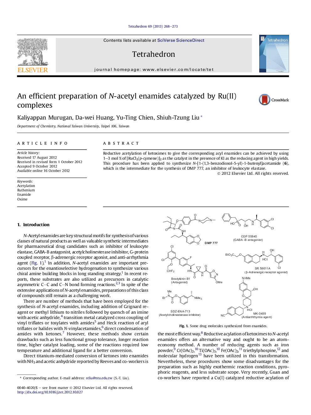 An efficient preparation of N-acetyl enamides catalyzed by Ru(II) complexes