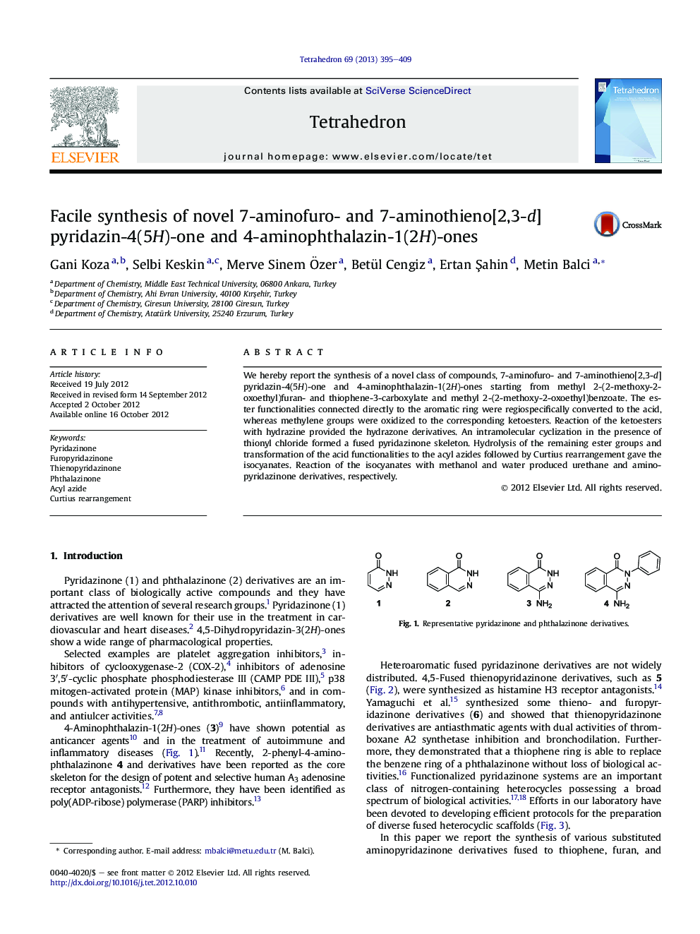 Facile synthesis of novel 7-aminofuro- and 7-aminothieno[2,3-d]pyridazin-4(5H)-one and 4-aminophthalazin-1(2H)-ones