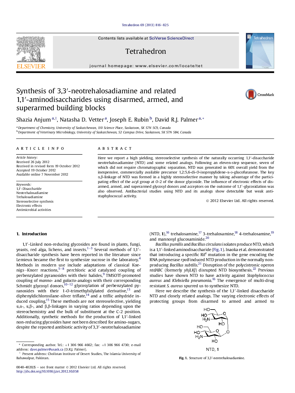 Synthesis of 3,3â²-neotrehalosadiamine and related 1,1â²-aminodisaccharides using disarmed, armed, and superarmed building blocks