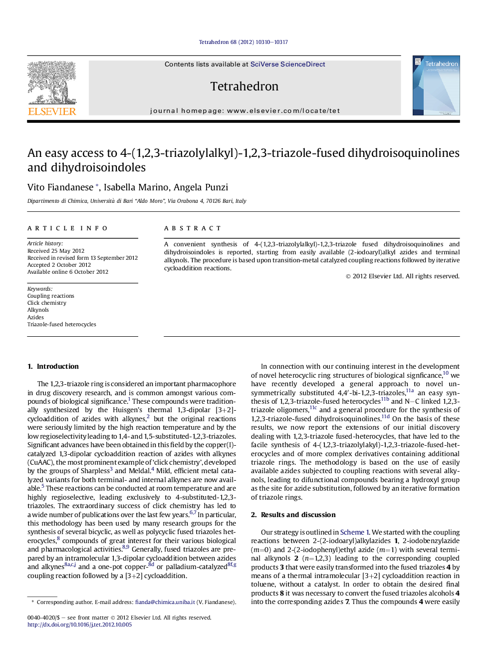 An easy access to 4-(1,2,3-triazolylalkyl)-1,2,3-triazole-fused dihydroisoquinolines and dihydroisoindoles