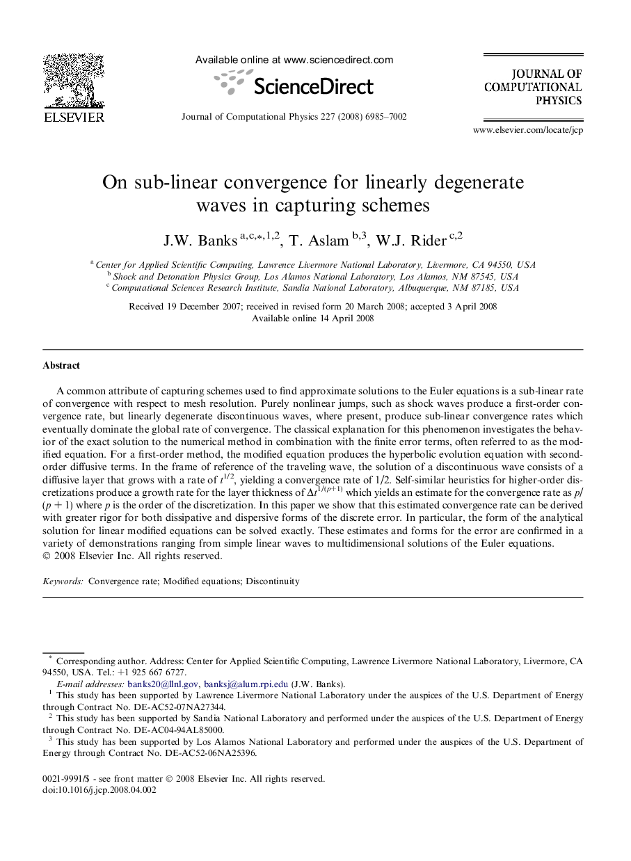 On sub-linear convergence for linearly degenerate waves in capturing schemes