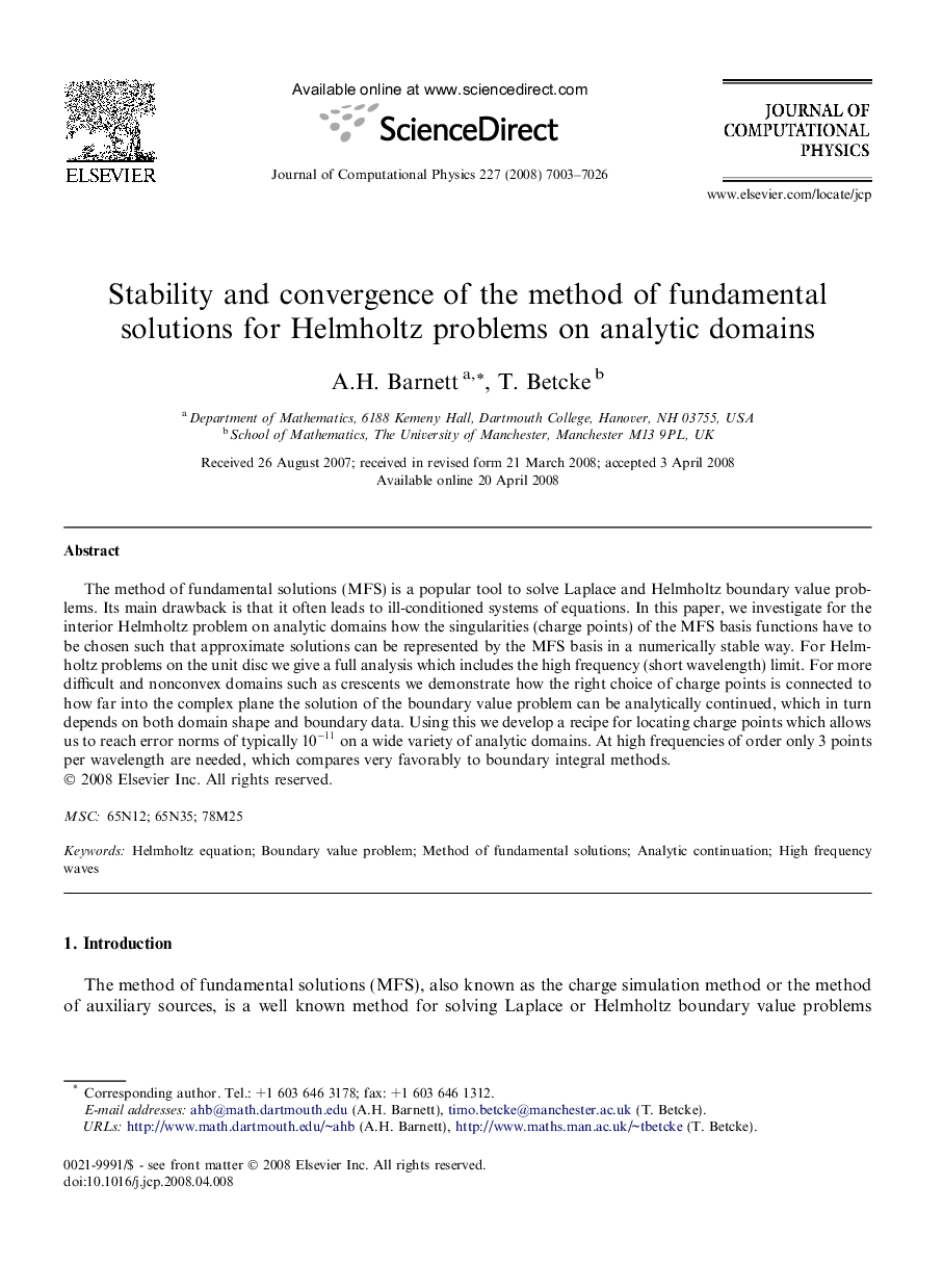 Stability and convergence of the method of fundamental solutions for Helmholtz problems on analytic domains