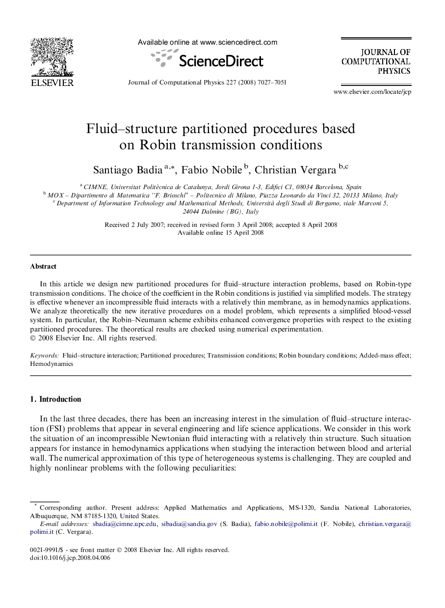 Fluid–structure partitioned procedures based on Robin transmission conditions