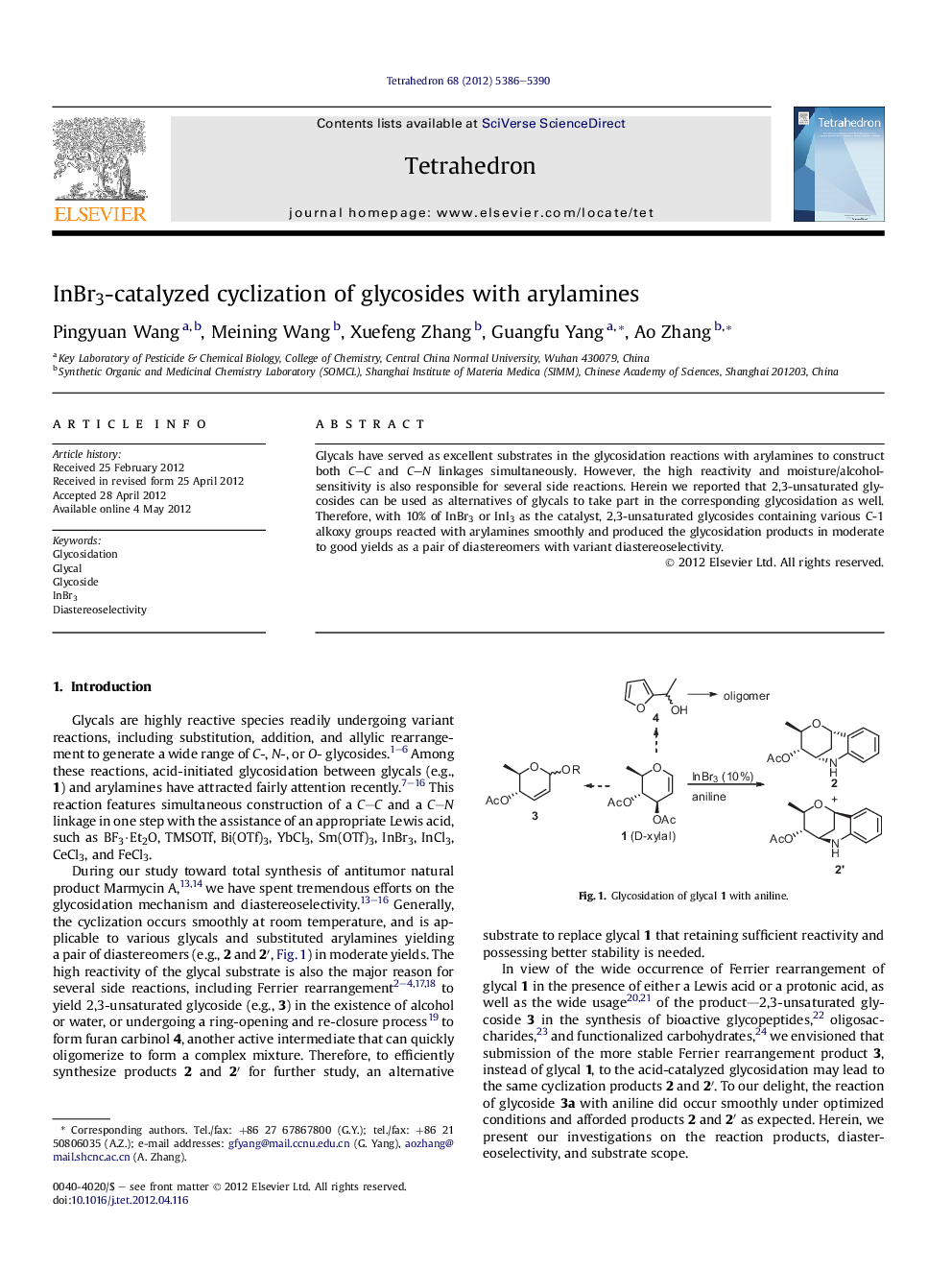 InBr3-catalyzed cyclization of glycosides with arylamines