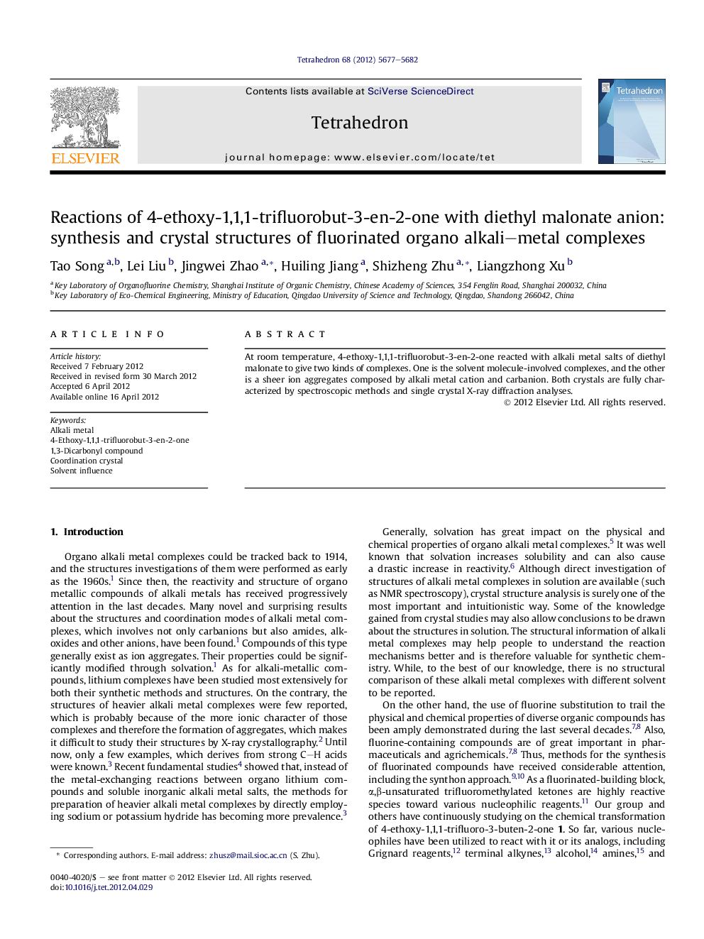 Reactions of 4-ethoxy-1,1,1-trifluorobut-3-en-2-one with diethyl malonate anion: synthesis and crystal structures of fluorinated organo alkali–metal complexes