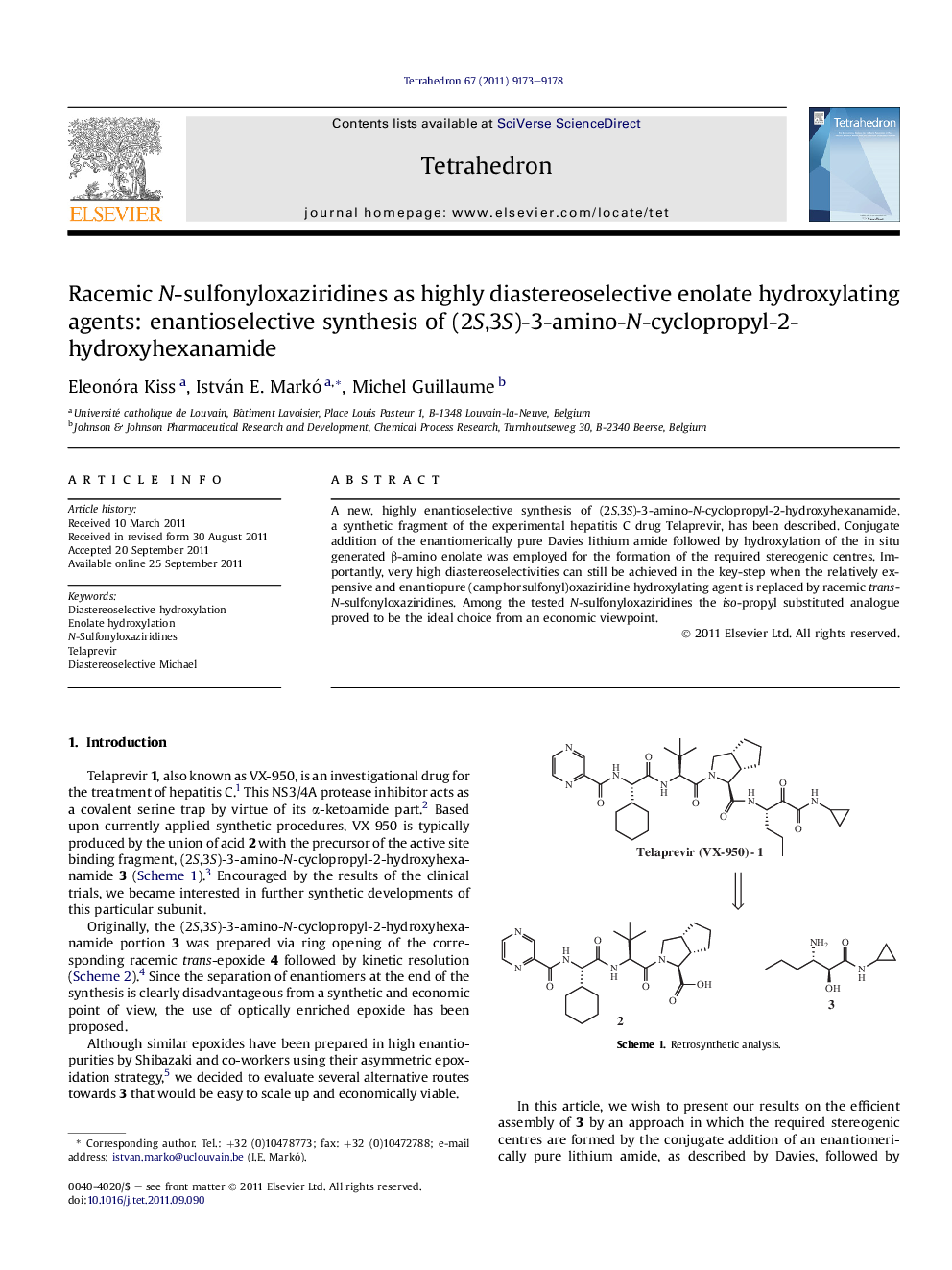 Racemic N-sulfonyloxaziridines as highly diastereoselective enolate hydroxylating agents: enantioselective synthesis of (2S,3S)-3-amino-N-cyclopropyl-2-hydroxyhexanamide