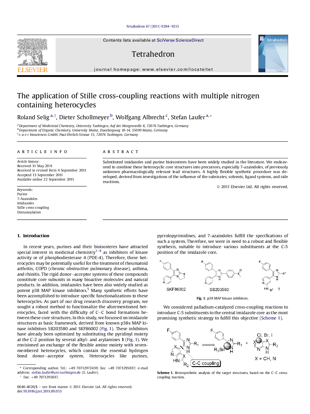 The application of Stille cross-coupling reactions with multiple nitrogen containing heterocycles