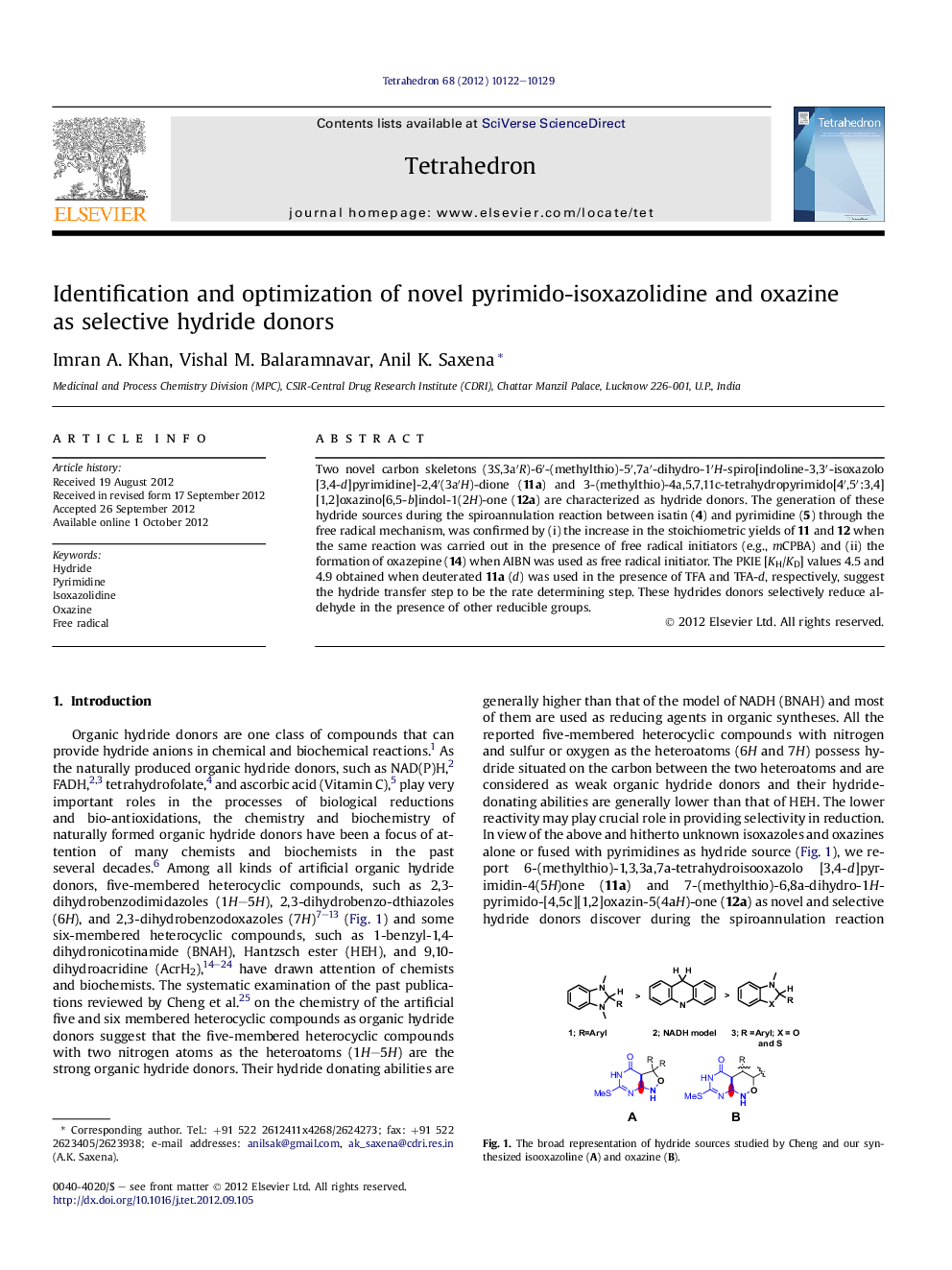 Identification and optimization of novel pyrimido-isoxazolidine and oxazine as selective hydride donors