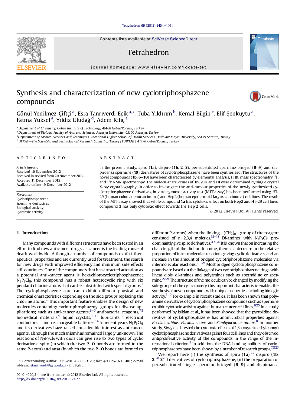 Synthesis and characterization of new cyclotriphosphazene compounds