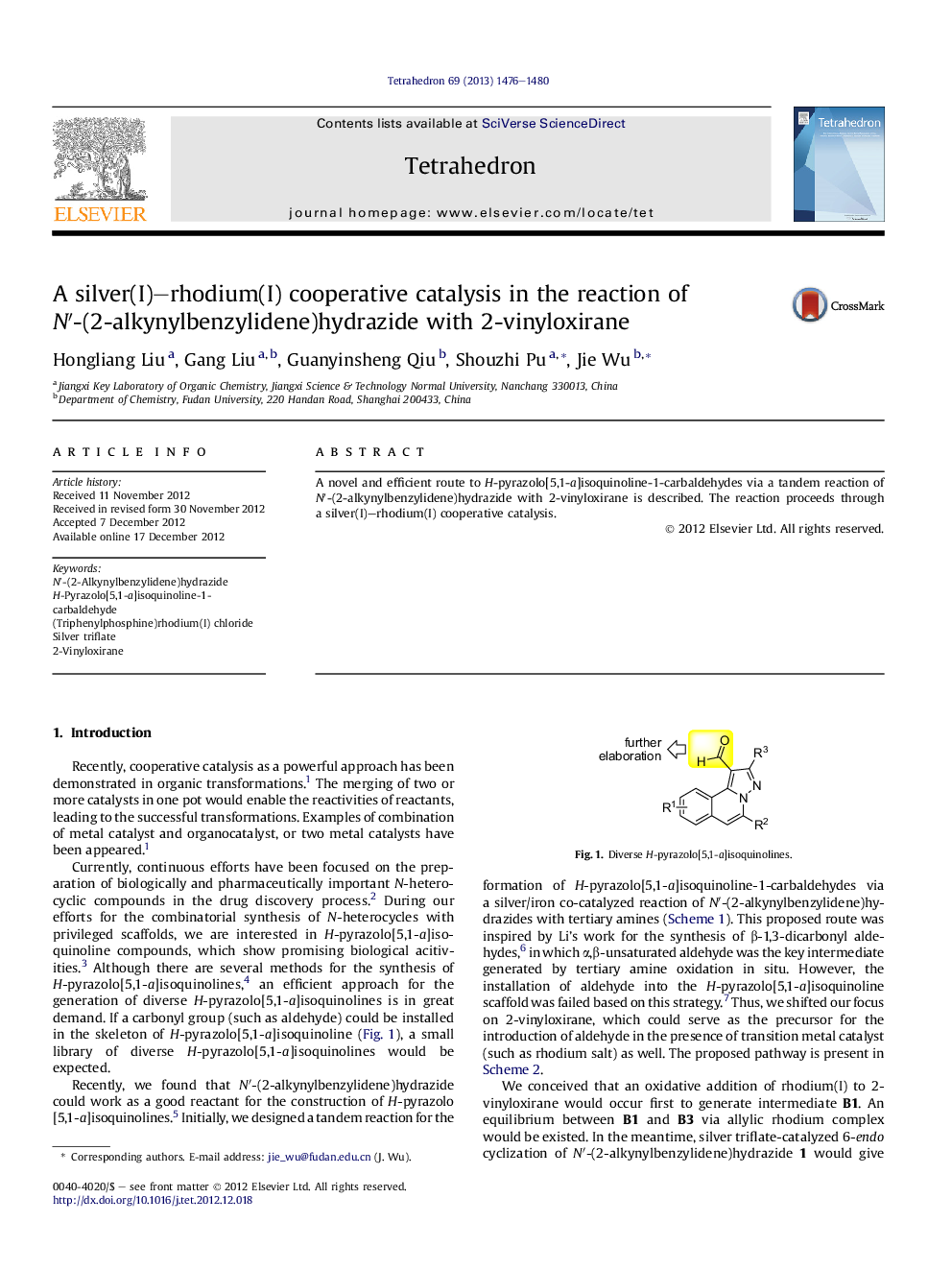 A silver(I)–rhodium(I) cooperative catalysis in the reaction of N′-(2-alkynylbenzylidene)hydrazide with 2-vinyloxirane