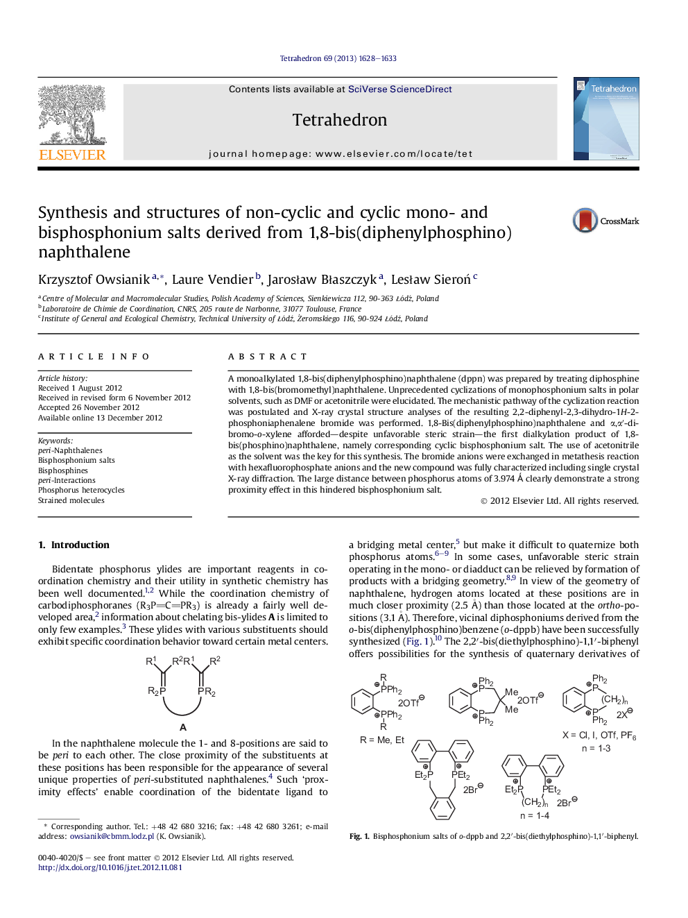 Synthesis and structures of non-cyclic and cyclic mono- and bisphosphonium salts derived from 1,8-bis(diphenylphosphino)naphthalene