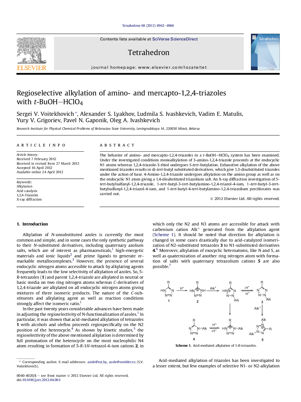 Regioselective alkylation of amino- and mercapto-1,2,4-triazoles with t-BuOH–HClO4