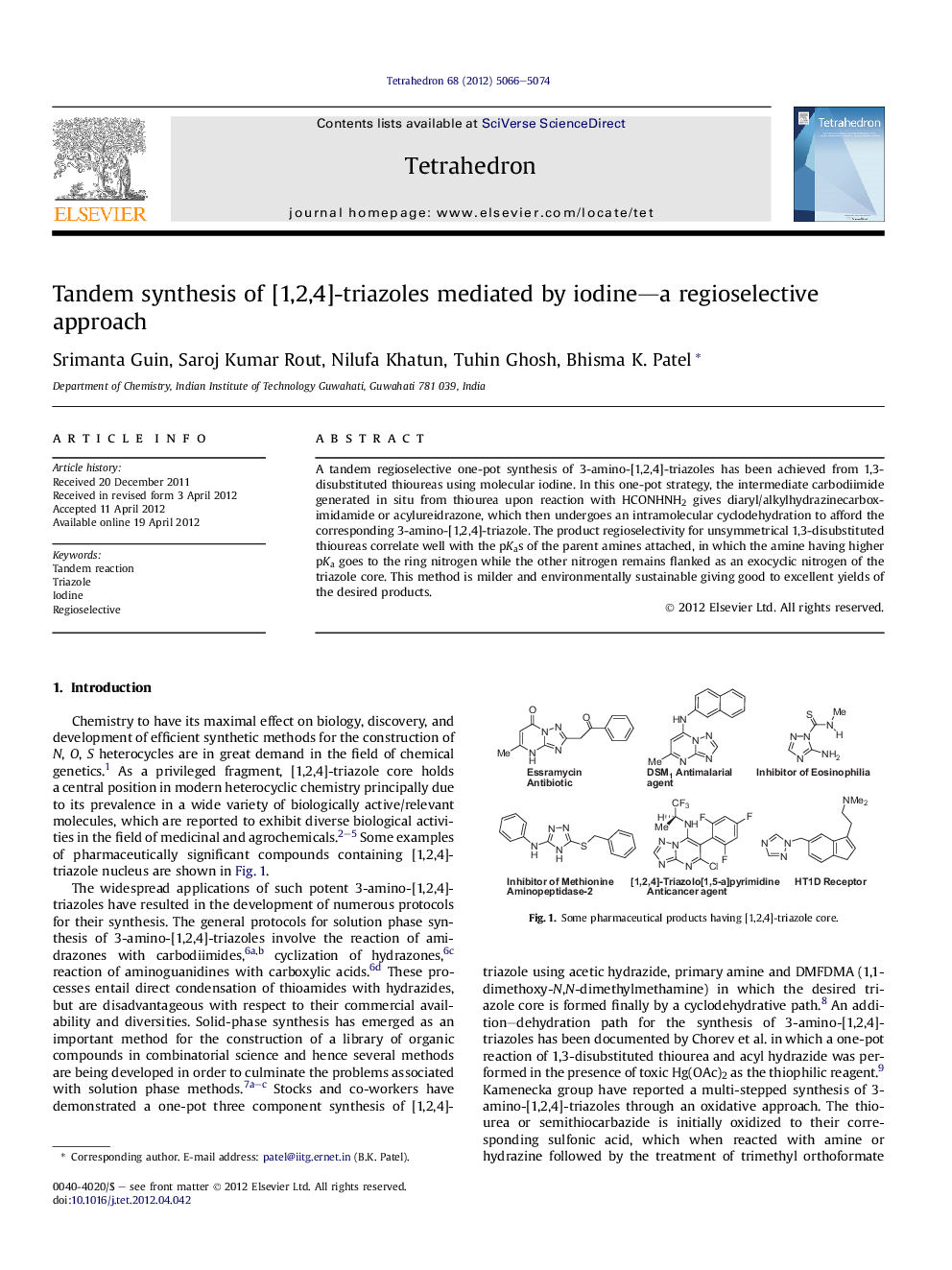 Tandem synthesis of [1,2,4]-triazoles mediated by iodine—a regioselective approach