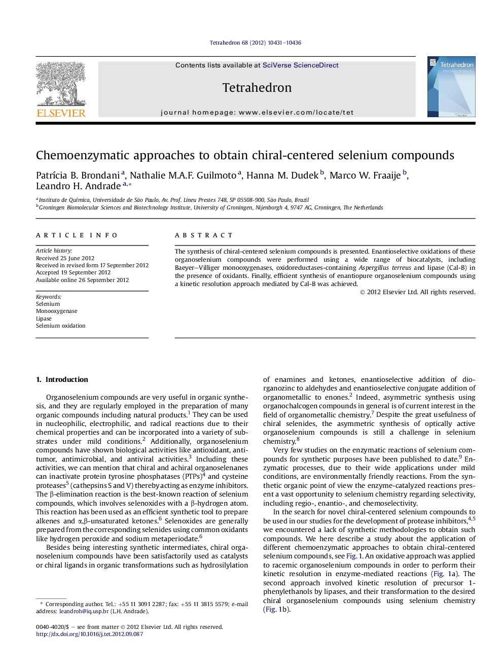 Chemoenzymatic approaches to obtain chiral-centered selenium compounds