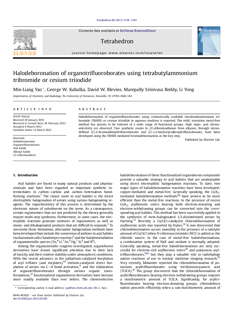 Halodeboronation of organotrifluoroborates using tetrabutylammonium tribromide or cesium triiodide